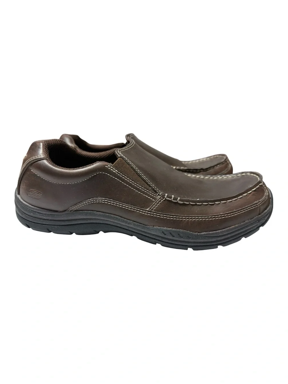 Skechers Men's Brown Braver Rayland Relaxed Fit Memory Foam Slip On Loafers 10.5